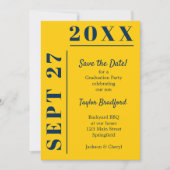 Blauw en geel Afstuderen Save The Date (Voorkant)