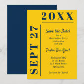 Blauw en geel Afstuderen Save The Date (Voorkant / Achterkant)