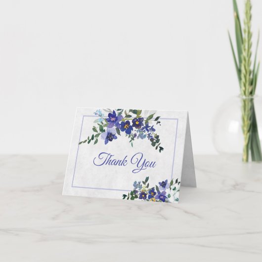 Blauw en geel aquarel bloem bruiloft bedankt (Voorkant)