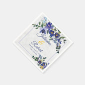 Blauw en geel aquarel bloem bruiloft servetten (Hoek)