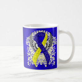 Blauw en Geel Awareness Ribbon met Wings Koffiemok