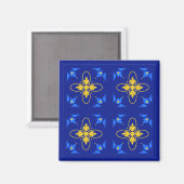 Blauw en geel Azulejo Magneet (Voorkant / Achterkant)