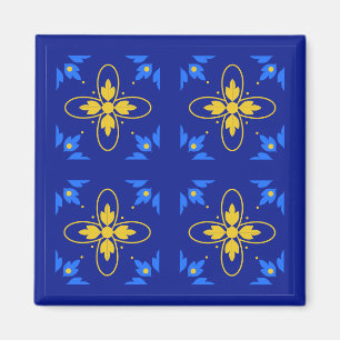 Blauw en geel Azulejo Magneet