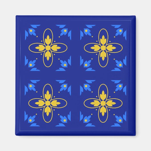 Blauw en geel Azulejo Magneet (Voorkant)