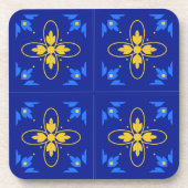 Blauw en geel Azulejo (mini) Cork Onderzetter (Voorkant)