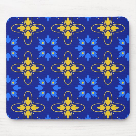 Blauw en geel Azulejo Muismat (Voorkant)