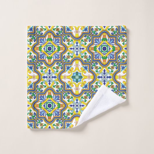 💛 💙 blauw en geel Azulejos Bad Handdoek (Wasdoekje)