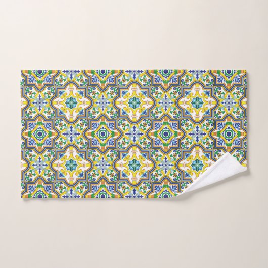💛 💙 blauw en geel Azulejos Bad Handdoek (Handdoek)