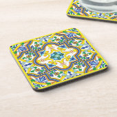 💛 💙 blauw en geel Azulejos Bier Onderzetter (Linkerzijde)