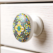 💛 💙 blauw en geel Azulejos Keramische Knop