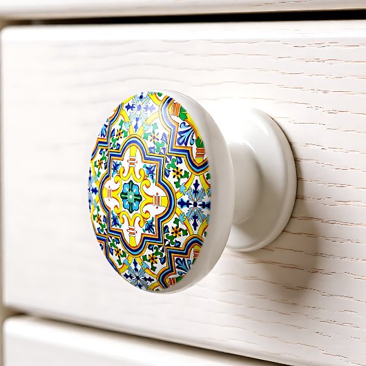 💛 💙 blauw en geel Azulejos Keramische Knop