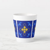 Blauw en geel Azulejos Latte Mok (Voorkant)