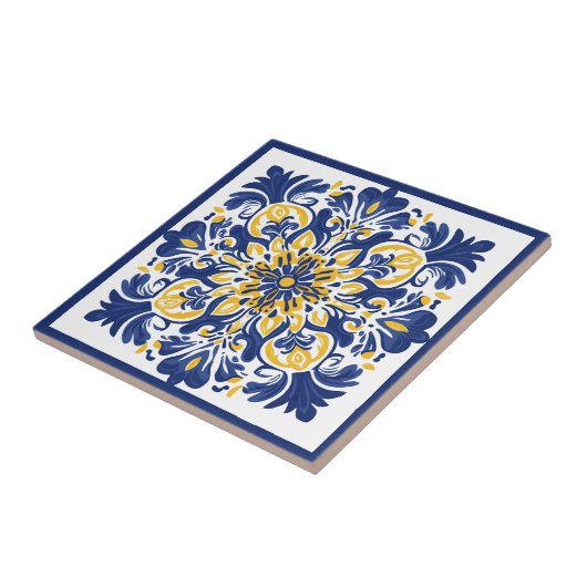 💛💙 Blauw en geel, Azulejos Tegeltje (Zijkant)