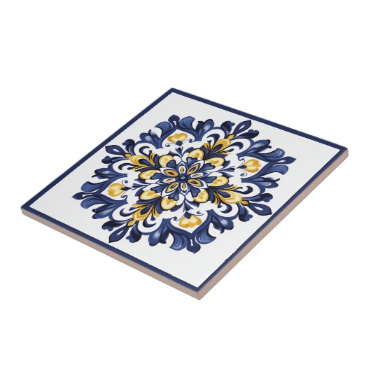 💛💙 Blauw en geel, Azulejos Tegeltje (Zijkant)