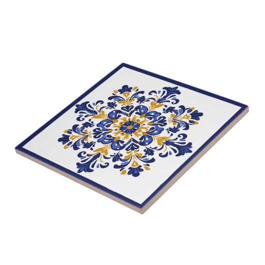 💛💙 Blauw en geel, Azulejos Tegeltje (Zijkant)