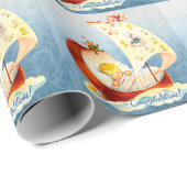 Blauw en geel  Baby shower inpakpapier (Rol Hoek)