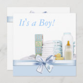 Blauw en geel Baby shower Kaart (Voorkant / Achterkant)