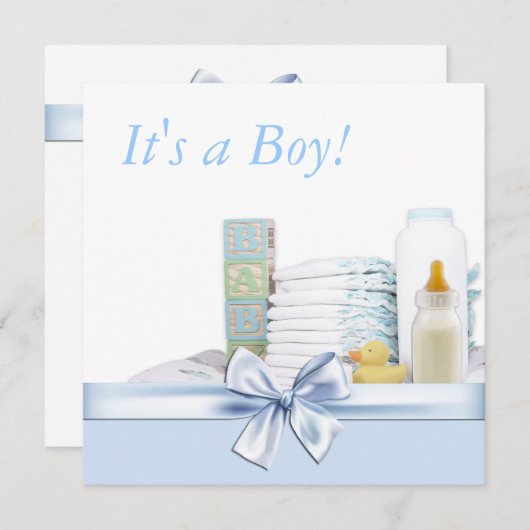 Blauw en geel Baby shower Kaart (Voorkant / Achterkant)