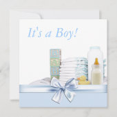 Blauw en geel Baby shower Kaart (Voorkant)