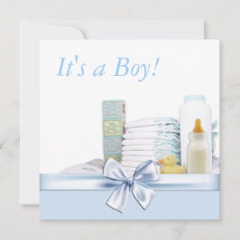 Blauw en geel Baby shower Kaart