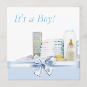 Blauw en geel Baby shower Kaart