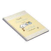 Blauw en geel Baby shower Stork Guest Book Notitieboek (Rechterzijde)