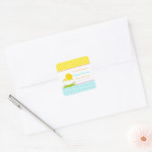 Blauw en geel Baby shower Vierkante Sticker (Envelop)