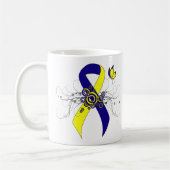 Blauw en geel bewustzijn Lint met vlinder Koffiemok (Links)