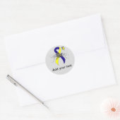Blauw en geel bewustzijn Lint met vlinder Ronde Sticker (Envelop)