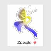 Blauw en geel bewustzijn lintvlinder sticker (Vel)