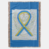 Blauw en geel bewustzijn Ribbon Angel Blanket Deken (Voorkant Verticaal)