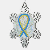 Blauw en geel bewustzijn Ribbon Angel Ornament (Rechts)