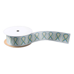 Blauw en geel bewustzijn Ribbon Angel Ribbon Satijnen Lint
