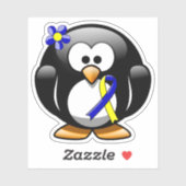 Blauw en geel bewustzijn Ribbon Penguin Sticker (Vel)