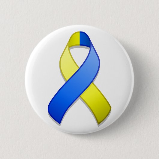Blauw en geel Bewustzijnslint Button (Voorkant)