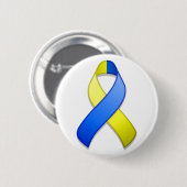 Blauw en geel Bewustzijnslint Button (Voorkant /achterkant)