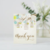 BLAUW- EN GEEL BIRDCAGES DANK U BRIEFKAART (Staand voorkant)