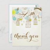 BLAUW- EN GEEL BIRDCAGES DANK U BRIEFKAART (Voorkant / Achterkant)