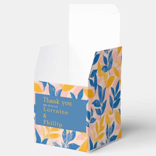 Blauw en Geel Bladige Botanische bruiloft dank u Bedankdoosjes (Geopend)