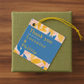 Blauw en Geel Bladige Botanische bruiloft dank u Bedankjes Labels