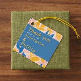 Blauw en Geel Bladige Botanische bruiloft dank u Bedankjes Labels