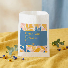 Blauw en Geel Bladige Botanische bruiloft dank u Bedankzakje