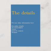 Blauw en Geel Bladige Lithografie Wedding Details Informatiekaartje (Voorkant)
