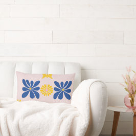 BLAUW EN GEEL BLOEM ABSTRACT MODERN ART DESIGN KUSSEN