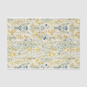 Blauw en Geel Bloem Art Pattern No. 1 Tissuepapier