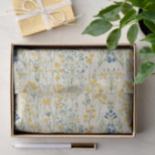  Blauw en Geel Bloem Art Pattern No. 1 Tissuepapier (Geschenk)