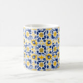 💛💙 Blauw en geel, bloem Azulejos Koffiemok (Center)