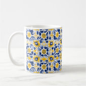 💛💙 Blauw en geel, bloem Azulejos Koffiemok (Links)