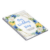 Blauw en Geel Bloem Bruiloftsplanner Notitieboek (Rechterzijde)