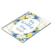 Blauw en Geel Bloem Bruiloftsplanner Notitieboek (Linkerzijde)